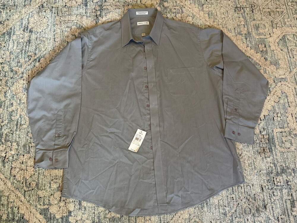 Pierre Cardin Men's Pewter Dress Shirt Long Sleeve Size 17.5 34/35 NWT